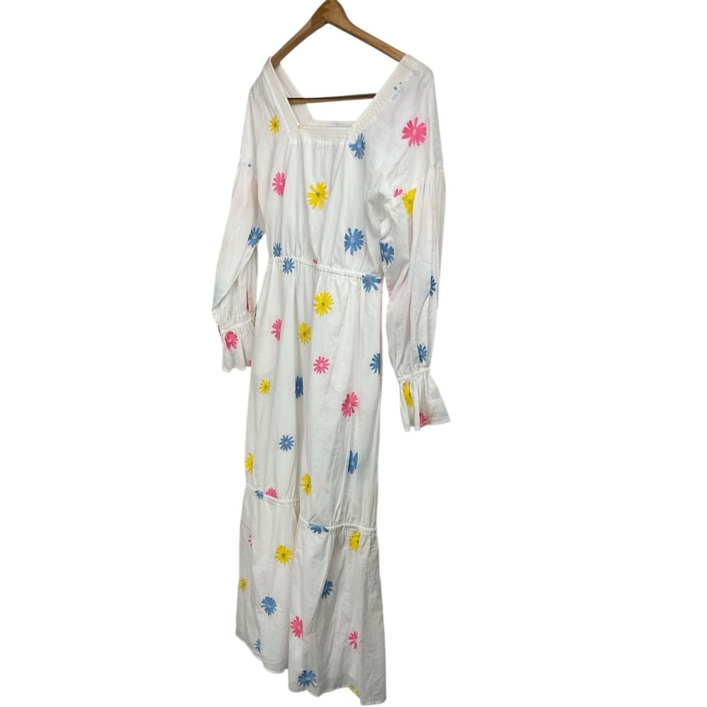 Something Navy Women's Embroidered Tiered Long Sleeve Maxi Dress Rainbow XS